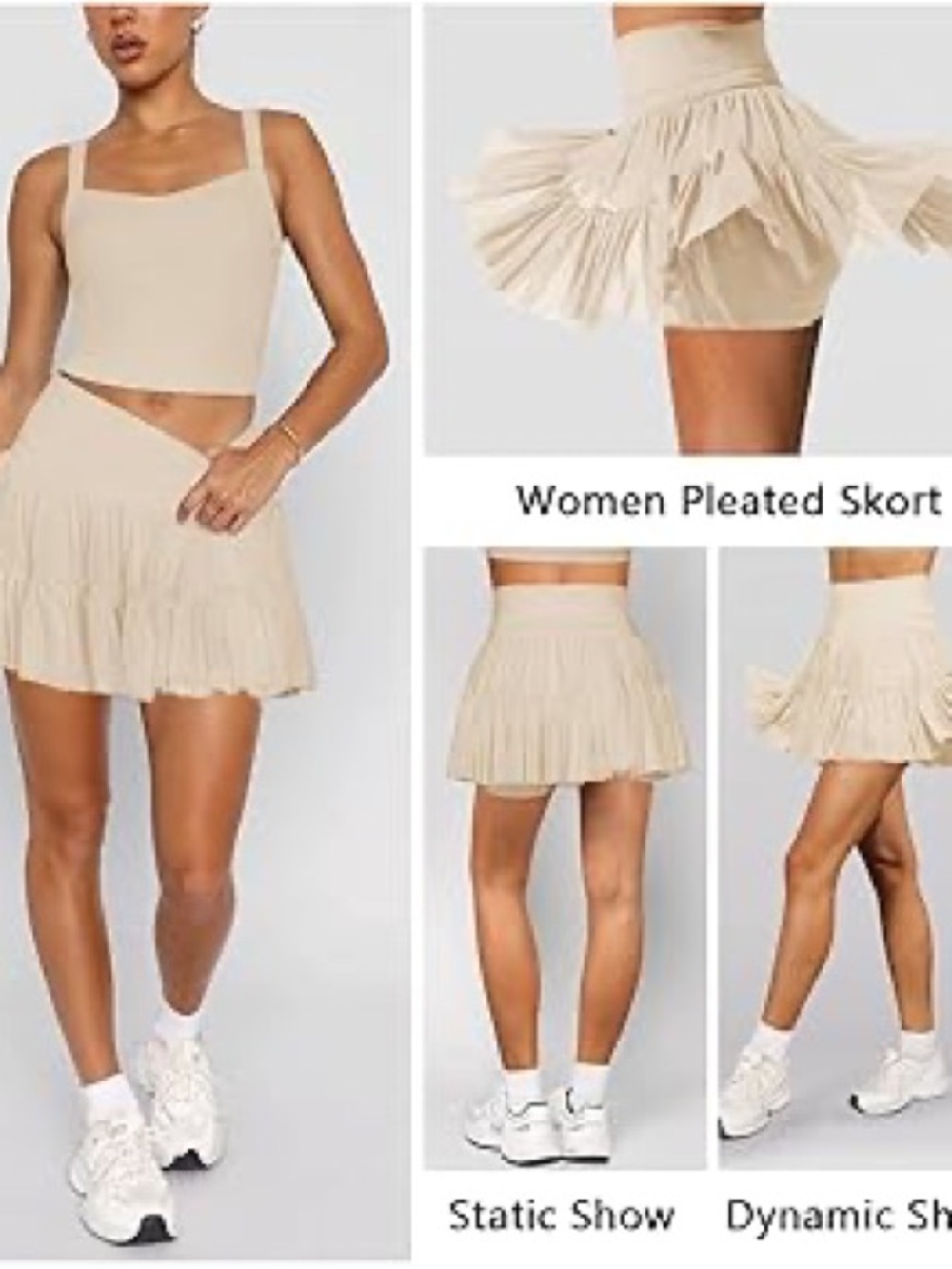 Women’s Laced Pleated Tennis Skirt - Tan